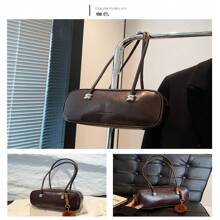 女士休闲枕头单肩包 - 简约休闲流浪汉包，柔软纹理斜挎包，适合日常使用，轻巧时尚手提包，配有可调节肩带