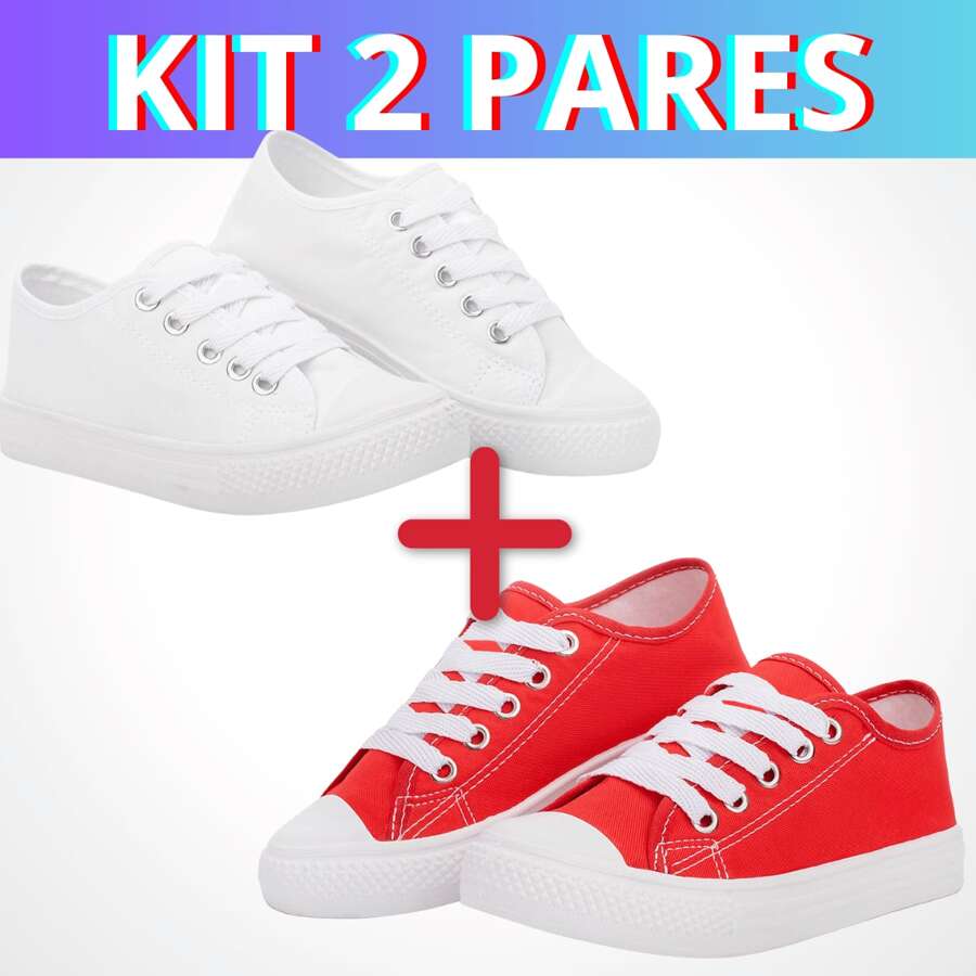 AIIstar Children's Unisex Sneakers Austar Girls Alstar Boys Youth Casual Flat Sole Colors - 紅白色 - 查看 1