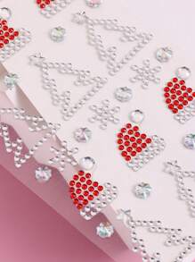 Christmas Nail Art Stickers Including Christmas Tree, Santa Claus, White Snowflake, Cute Snowman, Rhinestone Stickers, Face & Body Jewelry Decals For Holiday Decoration - Multicolor - View 5