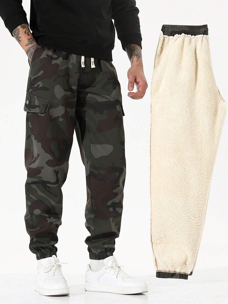 New Thick Velvet Loose Casual Fashion Camouflage Cargo Pants For Men