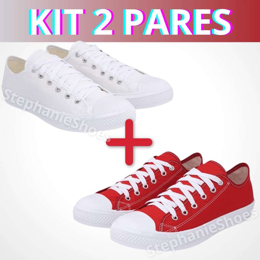 AIIstar Women's Men's Tennis Kit Straight Sole Low-Top Soft And Comfortable Premium Black Blue Red White - TRẮNG + ĐỎ - Xem 1