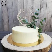 1PC One Cake Arrangement, Wooden 1st Birthday First Birthday Cake Decoration Wooden Banner Carving Birthday Party Dessert Decoration Supplies Gifts