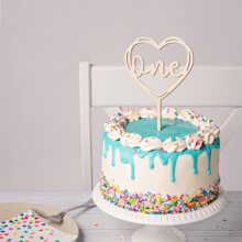 1PC One Cake Arrangement, Wooden 1st Birthday First Birthday Cake Decoration Wooden Banner Carving Birthday Party Dessert Decoration Supplies Gifts