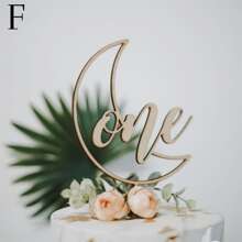 1PC One Cake Arrangement, Wooden 1st Birthday First Birthday Cake Decoration Wooden Banner Carving Birthday Party Dessert Decoration Supplies Gifts