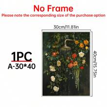 1pc Botanical Bathroom Wall Art, Floral Bath Shower Wall Art, Cottagecore Decor, Dark Green Prints Laundry Room Decor, Moody Plants Flowers Painting For Bathroom, Posters And Prints, Canvas Painting, Decor For Home- Bathroom, Funky Room Decor Aesthetic, Room Decoration Stuff - Multicolor - View 14