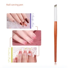 3 件装指甲刷渐变色刷笔斜圆头渐变闪光红木指甲扇形 - 紅木色 - 查看 6