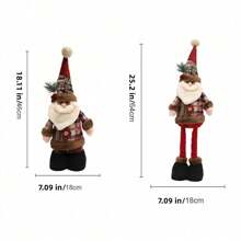 New Christmas Santa Claus Retro Small Stretchable Checkered Fabric Ornaments, Decoration For Hotel, Bar, And Mall, Christmas Themed Events And Parties, Home Decorative Ornament