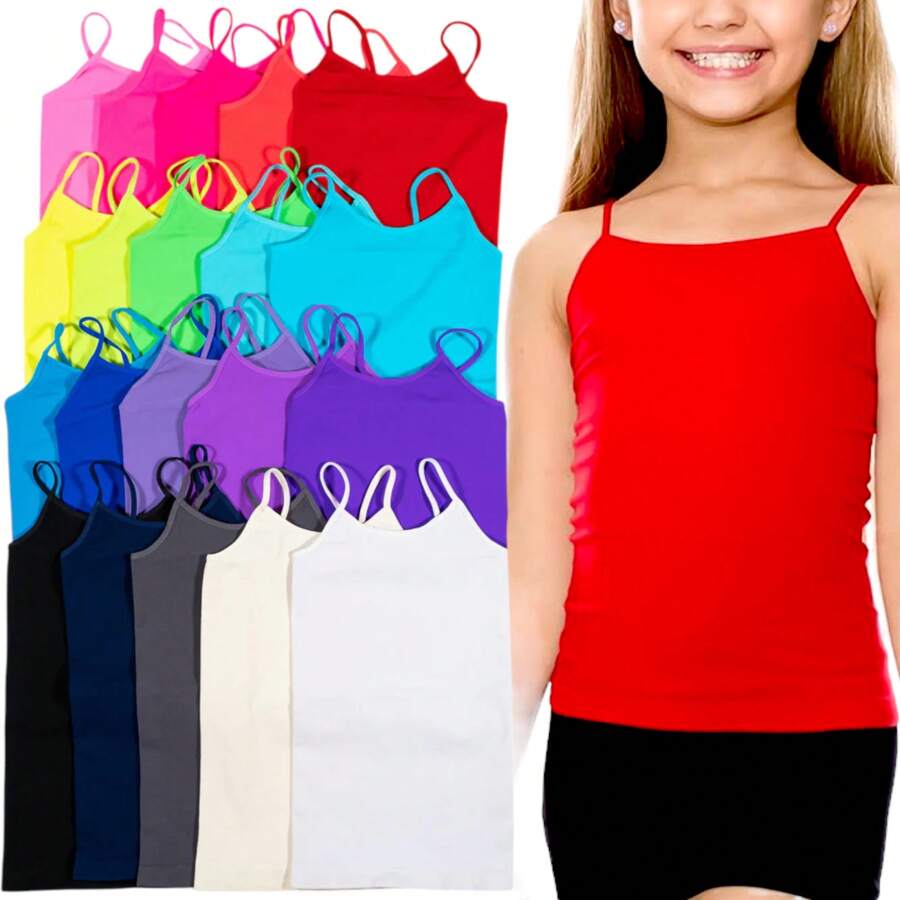 Girl's Single & Multi-Item Pack Of Randomly Assorted Cami Style Tank Tops - 3 Pack Randomly Selected - View 1
