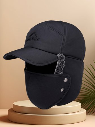 1 件成人男士保暖护耳帽，保暖内衬防风冬季户外骑行滑雪帽，刺绣街头休闲百搭冬季服装