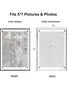 Cornice foto in plexiglass personalizzata da 6 pollici con supporto magnetico, cornice trasparente per esporre fotografie, calligrafia e opere d'arte - Multicolore - Visualizzare 5