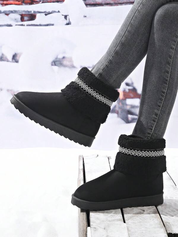 Botas de neve femininas novas e quentes para outono/inverno, acabamento em renda fofa, sola grossa, versátil, durável e confortável, moda