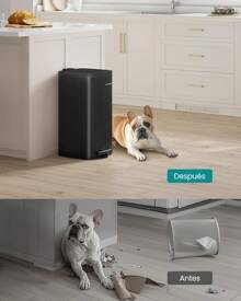 SONGMICS Cubo de Basura, Cubo de Basura de 30 L, Cubo de Basura de Cocina de Acero Inoxidable, con Cubo Interior, Cierre Suave y Permanece Abierto, Negro Tinta