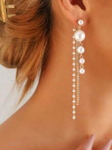 1 Cặp bông tai tua rua ngọc trai thời trang thanh lịch, thiết kế sang trọng cao cấp, thích hợp cho du lịch, tiệc tùng, quà tặng - Nhiều màu - Xem 2