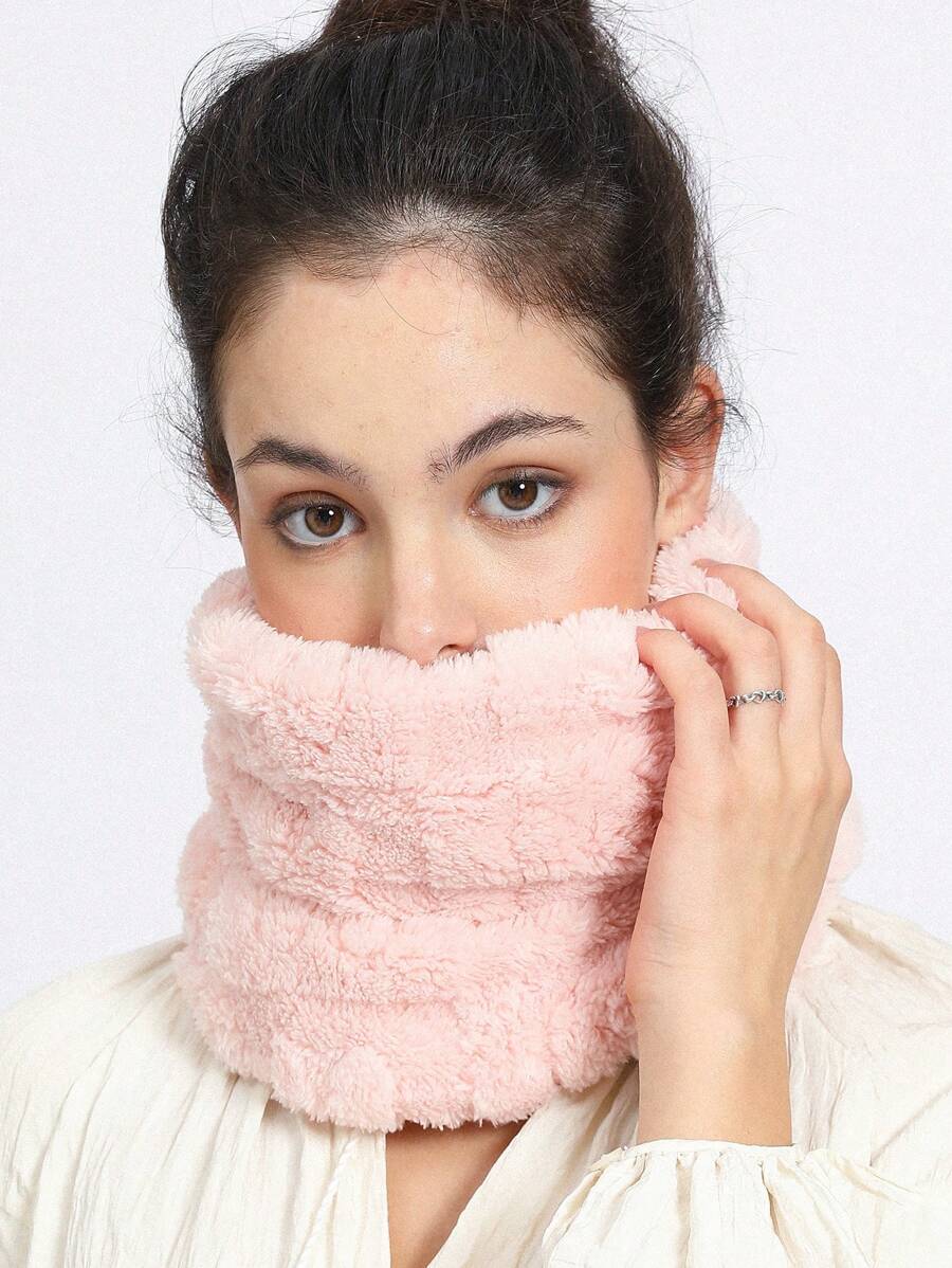 1pc Embossed Solid Color Fluffy Scarf, Elegant, Soft And Infinity Scarf ...