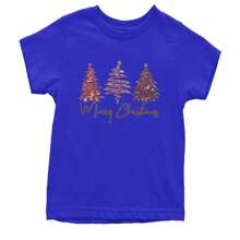 Merry Christmas Faux Glitter Trees Youth T-Shirt