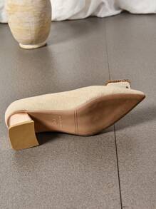 New Style Women's French Low Chunky Heel High Heels, Pointed Toe Bridal Wedding Shoes, Spring/Autumn