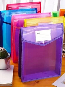 1pc A5文件夹大容量办公文具收纳袋文件袋信封文件夹PP塑料文件夹彩色风琴袋办公室试卷收纳公文包横斜纹学生立体文件袋 - 彩色 - 查看 5