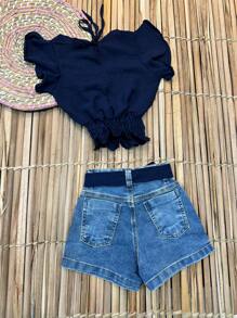 GIRLS' SETS CHILDREN'S/JUNIOR/FASHION/BLOGGER/KIDS/JUNIOR/GIRLS - 藍色 - 查看 2