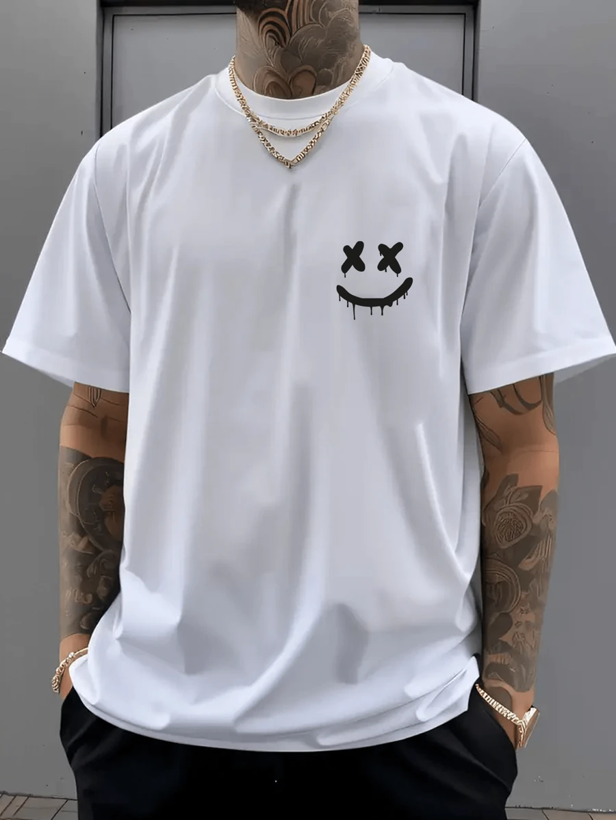 Men's Oversized Smile T-Shirt - trắng - Xem 1