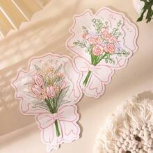 Set de 3 tarjetas de regalo con diseño floral romántico, tarjeta elegante de agradecimiento escrita a mano para cumpleaños, Día de San Valentín - Multicolor - Ver 3