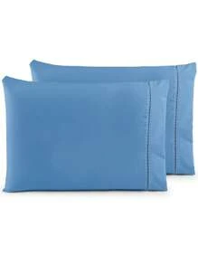 Kit 06 Pillowcases Percale 200 Threads Cotton Stick Stitch Pillow - 綠色 米色 藍色 - 查看 9