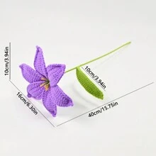 Joivida 1 件彩色手工钩编百合花束，用羊毛手工钩编，成品手工花束。无味，插花用品，创意办公室/客厅/卧室/家居桌面装饰。送给妻子/姐妹/母亲/女朋友/同学的独特手工编织礼物。摄影道具，节日活动装饰。适合母亲节/情人节/生日派对装饰。情人节，毕业礼物 - 手工鉤織小百合花束 - 查看 5