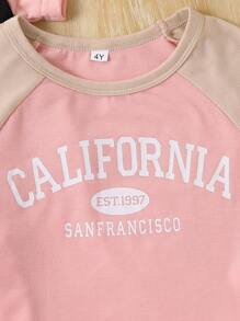 3 件装年轻女孩休闲口号印花短袖插肩圆领 T 恤，适合夏季、休闲、运动、户外、日常穿着、学校 - 彩色 - 查看 4