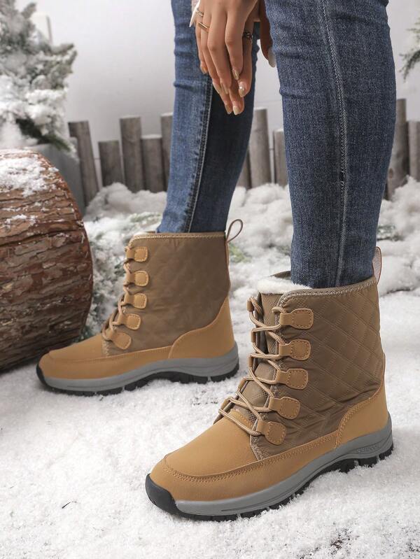 Women's Minimalist Thick & Warm Snow Boots, Outdoor Slip-Resistant Snow Boots, Hiking Shoes