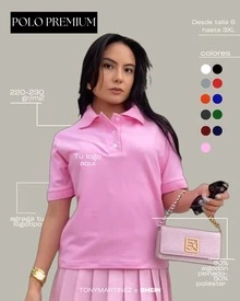 PLAYERA POLO mujer PREMIUM, algodón peinado, casual/formal/oficina/calle, manga corta, cuello camisero y puños que hacen juego con el cuello. - Gris Claro - Ver 3