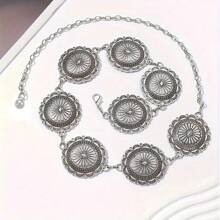 Dây thắt lưng dập nổi cổ điển dành cho nữ - Phụ kiện thanh lịch, chi tiết tinh tế, chiều dài có thể điều chỉnh, phù hợp với váy, vest, áo sơ mi và nhiều kiểu dáng khác - Hoàn hảo thêm phong cách Pháp và nét quyến rũ cho mọi trang phục, hợp kim kẽm, Halloween, cổ điển, đám cưới, xuân/hè/thu/đông - Bạc - Xem 2