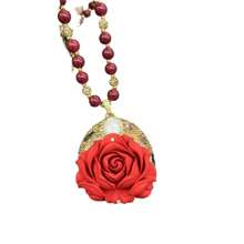1pc Plus Size New Design Rose Flower Necklace With Baroque Pearl, Handmade, Original Design Jewelry, Suitable For Women