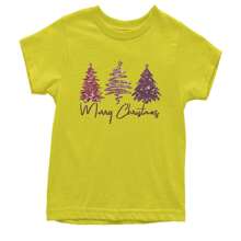 Merry Christmas Faux Glitter Trees Youth T-Shirt