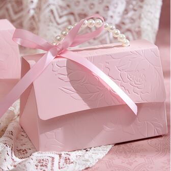 10 piezas Caja de regalo con cinta de perlas, cajas de fiesta de lujo para regalos, bolsas compactas portátiles para cosméticos y maquillaje, cajas de empaque para dulces de boda, adecuadas para vacaciones, regalos del Día de San Valentín, excelentes cajas de regalo de almacenamiento