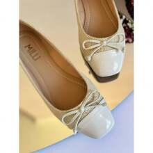 Milli Women's Square Toe Napa Pumps With Bow - trắng - Xem 3