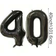 2 个 40 英寸（约 101.6 厘米）大号黑色数字氦气铝箔气球，大数字气球适合生日派对、毕业典礼、周年纪念、派对装饰 - 彩色 - 查看 17