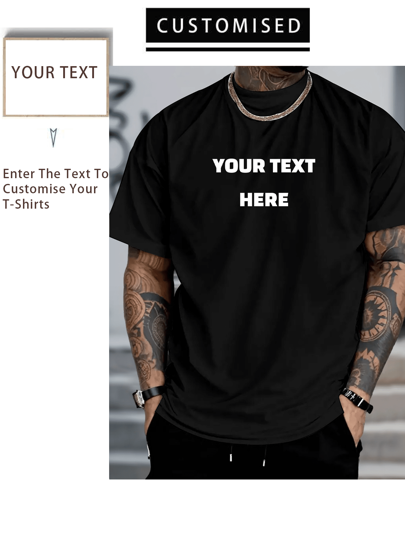 Customized Boyfriend Style Men's Personalized Print T-Shirt Fashion Casual Loose Tee Design Your Own T-Shirt By Adding Your Text (Logo For Couples, Family, Pets, Gifts, Husband Or Boyfriend. ),Stylish,Fashion,Hipster,Casual,Minimal Chic,Personalized,Customized,Custom,Unique,Guy Costumes,Capsule Wardrobe,Men Basic/Street Style,Ideal Gifts For Him,Boyfriend,Family,Friends,For Birthdays,For Vacation/Holiday,For School/Competition,For Sports/Climbing,Gymboy