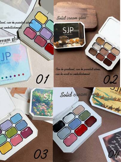 一套Y2K果冻指甲油套装，固体凝胶指甲油调色盘，4/5/9色柔滑乳霜套装，红色和黑色、粉色、绿色，配有美甲刷，持久固体凝胶指甲油，高光泽多色凝胶指甲油，凝胶指甲油颜色，适合情人节美甲、法式美甲、美甲艺术，需要底油和封层，UV凝胶指甲油