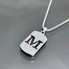 1 Piece Men's 26 Letter A-Z Letter Necklace Pendant Necklace Military Necklace Student Fashion Sweater Chain - Holiday Gift Giving, Easter Gift, Holiday Gift, Accessories, Office Outfit, Musty, Punk Style, Casual Accessories, Suitable For Parties, Celebrations And Wedding - Multicolor - View 11