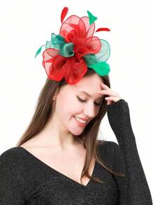 1 件圣诞颜色头带迷人帽子发夹头饰女士日常装扮优雅新娘头饰适合走秀/晚会 - 聖誕色 - 查看 1