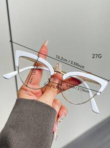 1 Cặp Kính Mắt Mèo Trong Suốt Cho Nữ, Phù Hợp Với Mọi Mùa, Phụ Kiện Hàng Ngày, Cũng Có Thể Đeo Trên Kính Thuốc - Trong sáng - Xem 6