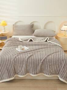 1 Stück einfarbige Imitationskaninchenfell gestreifte einlagige Kinderdecke in Großformat, geeignet für Kinderbetten, dicke warme Decke super weich und flauschig als Sofadecke im Winter