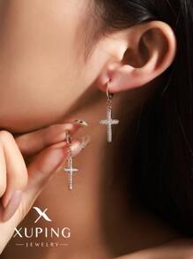 XUPING JEWELRY 1 对 Xuping 18K 镀金吊坠耳环，高端品质优雅礼品，珠宝盒装，适合女性 - 香檳色 - 查看 7