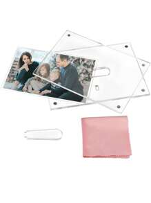 Cornice foto in plexiglass personalizzata da 6 pollici con supporto magnetico, cornice trasparente per esporre fotografie, calligrafia e opere d'arte - Multicolore - Visualizzare 3