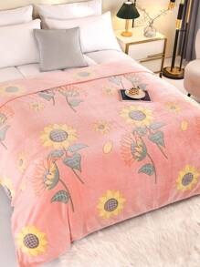 1 chiếc chăn lông mềm mại có họa tiết hoa hướng dương dễ thương, có nhiều kích cỡ, thích hợp cho ghế sofa trong phòng khách, giường trong phòng ngủ - Hồng - Xem 4