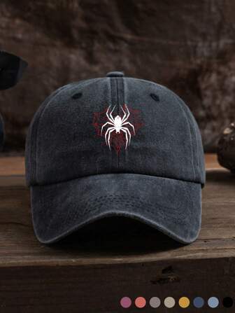 1 pieza Gorra de béisbol unisex ajustable para uso casual al aire libre con estampado gráfico de tela de araña, suave y adecuada para todas las estaciones