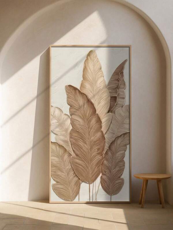 1pc Decorative Modern Floral & Leaf Canvas Wall Art - Unframed Shibui Botanical Prints, Suitable For Home, Office, Living Room, Bedroom, Dining Room Indoor Wall Decor - Vertical Fashion Theme Artwork