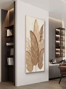 1 件装饰性现代花卉和叶子帆布墙艺术 - 无框 Shibui 植物印刷品，适用于家庭、办公室、客厅、卧室、餐厅室内墙壁装饰 - 垂直时尚主题艺术品 - 彩色 - 查看 3