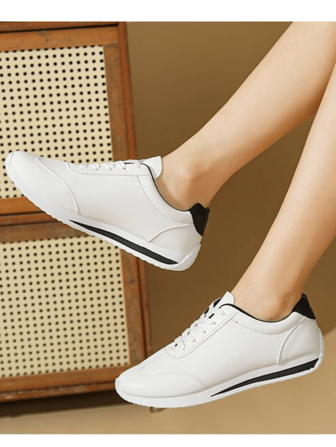 女士新款厚底轻质软底休闲运动鞋，时尚舒适平底运动鞋