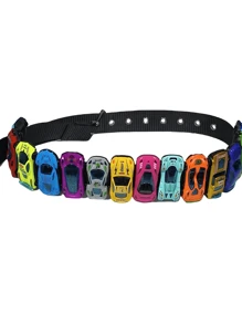 Random Color Mini Car Model Buckle Punk Style Waist Belt,Dopamine Design To Match Jeans, DIY Buckle Summer, School Fall, Autumn, Halloween - Black - View 11