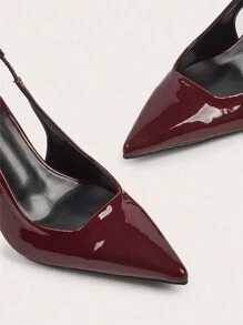 Elegant & Fashionable Burgundy Pointed Toe High Heel Sandals With Back Strap, Suitable For Wedding, Party, And Casual Vacation
